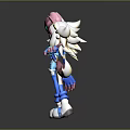Vibrant 3D Game Movie Character With Pink Blue Hair Star Accessory And Outstretched Hand