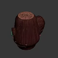 Cozy Wooden Cabin Interior With Fox Sleeping On Bed Green Door And Round Window