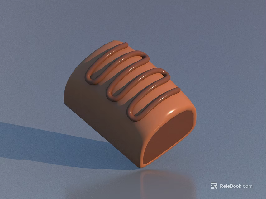 Delicious Brown Chocolate Bar With Swirl Decorations On Smooth Surface 3d model 