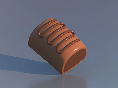 Delicious Brown Chocolate Bar With Swirl Decorations On Smooth Surface 3d model