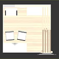 Modern Exhibition Booth With Wooden Structure White Shelves Counter Blue Logos And Screen