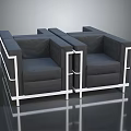 Modern Gray Two Seater Sofa Set With Metal Frame And Stylish Design 3d model