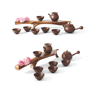 New Chinese Tea Set Root Carving Tea Set 3d model