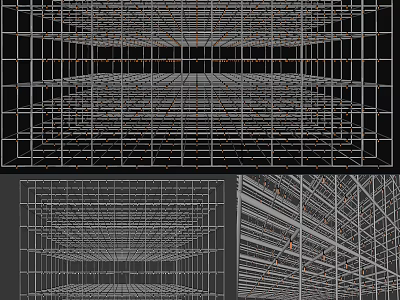 Modern Chandelier 3D Wire Frame Model With Grid Structure And Architectural Design Elements 3d model