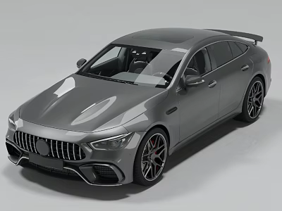 Gray Luxury Sports Sedan With Sleek Profile Large Alloy Wheels And Rear Spoiler 3d model