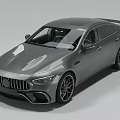 Gray Luxury Sports Sedan With Sleek Profile Large Alloy Wheels And Rear Spoiler