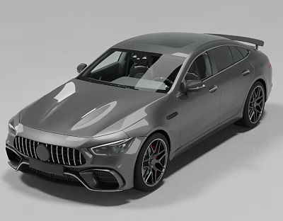 Gray Luxury Sports Sedan With Sleek Profile Large Alloy Wheels And Rear Spoiler 3d model