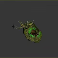 Enchanted Treehouse Building On Floating Island With Withered Tree Small Flag And Green Glowing Crystals