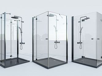 Modern Shower Room Shower Partition Glass Shower Room Shower Partition Bathrobe 3d model