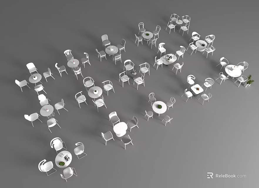 White Round Outdoor Tables With Matching Chairs In Multiple Sets For Outdoor Settings 3d model 