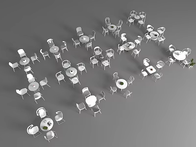 White Round Outdoor Tables With Matching Chairs In Multiple Sets For Outdoor Settings 3d model