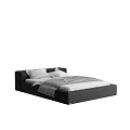 Modern Upholstered Double Bed With Platform Frame White Pillows And Gray Bedspread 3d model