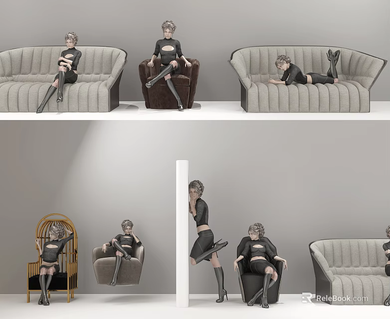 Stylish Single Sofa Designs For Comfortable Living Room With Various Sitting Postures 3d model