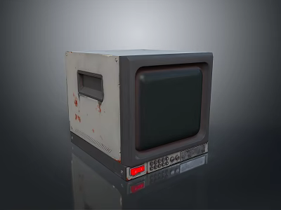 Vintage Computer Monitor With Retro CRT Screen And Worn Classic Exterior Design 3d model
