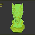Catwoman Bust Sculpture with Pink Cat Ears Mask Blue Eyes and Red Lips Design