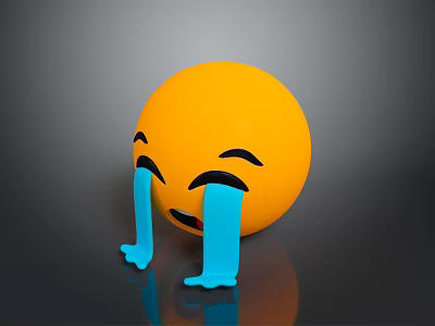 Yellow Smiley Face Decorative Emoji With Blue Tears Design For Daily Life Home Decoration Item 3d model