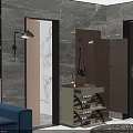 Modern Wooden Shoe Cabinet With Coat Hanging Storage And Shoe Organizer In Living Room Entry