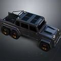 Metallic Gray 6x6 Off Road Vehicle With Roof Rack And Yellow Headlights