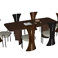 Middle ancient style dining table and chair combination dining chair dining table single chair 3d model