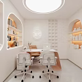 Modern Beauty Hair Salon Interior With Arched Doorway White Walls Green Plants And Light Flooring