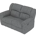Comfortable Gray Fabric Two Seater Sofa With Armrests And Modern Design 3d model