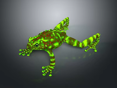Vibrant Green and Yellow Spotted Frog with Unique Color Patterns and Design 3d model