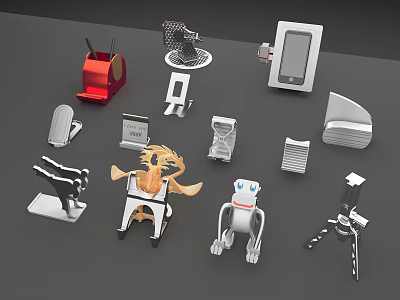 Different Types Of Phone Holders And Digital Accessories For Mobile Devices 3d model