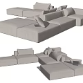 Modern Light Gray Fabric Sectional Sofa With Modular Design And Comfortable Pillows 3d model