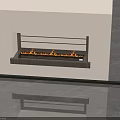 Modern Wall Mounted Fireplace Interior Design With Wooden Frame And Realistic Flame