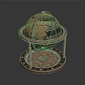 Decorative Ornament Set Featuring Copper Colored Globe On Stand Base For Home Decor