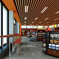 Modern Supermarket Interior With Shelves Refrigerators Lighting And Grocery Products