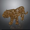 Golden Geometric Tiger Sculpture As Stylish Decorative Furniture Piece For Home