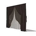 Dark Colored Curtains With Heavy Outer Layer And Sheer Inner Tiebacks Design 3d model