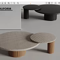 Modern Round Nesting Coffee Tables For Living Room With Checkerboard Pattern And Textured Legs