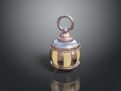 Silver Decorative Pendant With Yellow Glass Panels And Top Hanging Loop 3d model