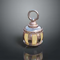Silver Decorative Pendant With Yellow Glass Panels And Top Hanging Loop