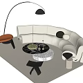 Modern Sofa Coffee Table Combination Curved Sofa Floor Lamp 3d model