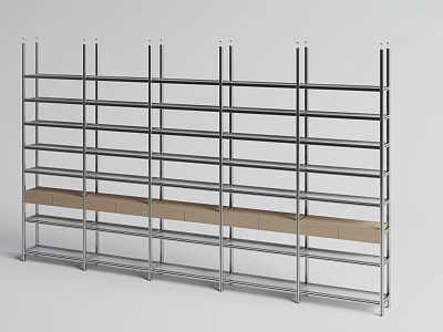 Metal Frame Multi Layer Display Shelves With Wooden Shelves For Retail Storage Solution 3d model