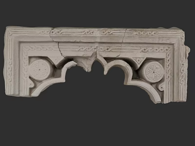 Ancient Architecture Stone Carving Component With Intricate Patterns And Circular Motifs 3d model