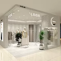 Modern Fashion Clothing Store Interior With Glass Window Mannequins Clothes Display And Plants