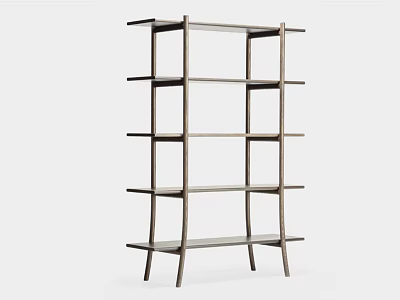 Wooden Multi Tiered Open Shelving Unit With Minimalist Design For Home 3d model