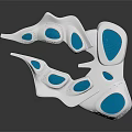 Cartoon Scene With White Irregular Shapes And Multiple Blue Circular Areas