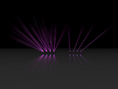 Stage Lighting With Purple Laser Beams Shining On Black Background And Floor Reflections 3d model