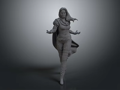 Fantasy Female Character 3D Model With Cloak And Dynamic Pose As Mythical Creature 3d model