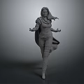 Fantasy Female Character 3D Model With Cloak And Dynamic Pose As Mythical Creature