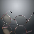 Stylish Round Frame Glasses With Metal Rose Gold Design And Reflective Surface