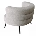 Modern Light Gray Fluffy Armchair With Curved Backrest And Metal Legs Design