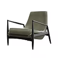 Olive Green Leather Accent Chair With Black Frame Modern Leisure Design Furniture