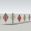 Row of Decorative Outdoor Lights with Various Patterns and Colors for Garden Landscape Decoration
