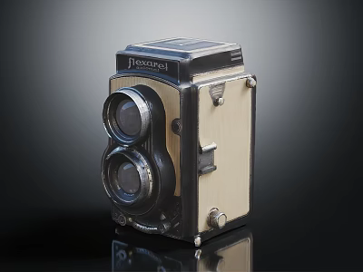 Vintage Rolleiflex Twin Lens Camera With Retro Black And Beige Design 3d model